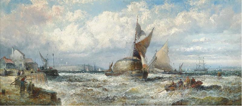 William Allen Wall Hay barges and other shipping in a stiff breeze off Dover Spain oil painting art
